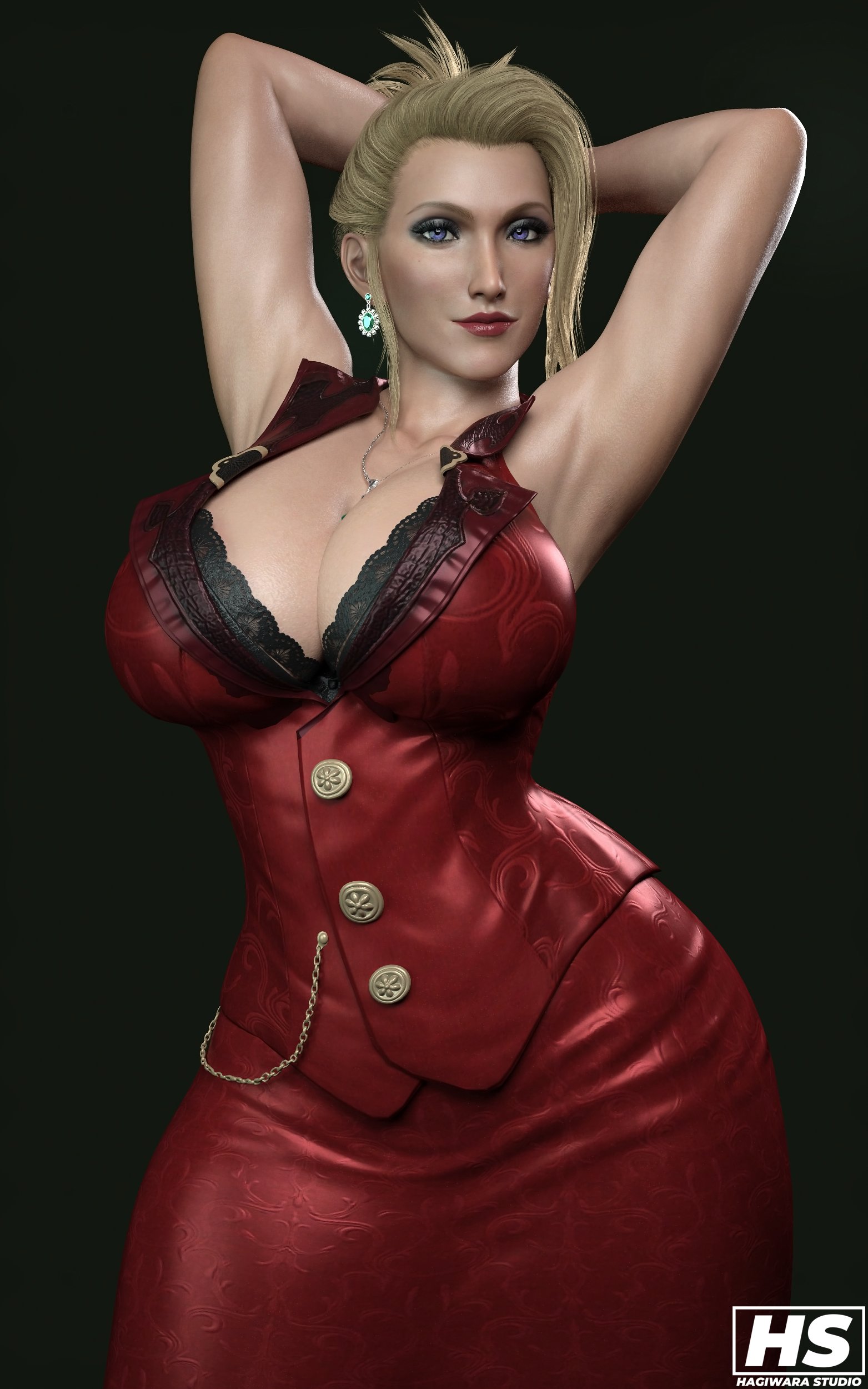 1girls, 3d, ass, big breasts, blonde hair, breasts, cleavage, dress, female, female only, final fantasy, final fantasy vii, final fantasy vii remake, hagiwara studio, huge ass, huge breasts, large ass, large breasts, mature female, milf, pose, posing, scarlet (ffvii), thick, thick ass, thick hips, thick thighs, tight clothing, wide hips