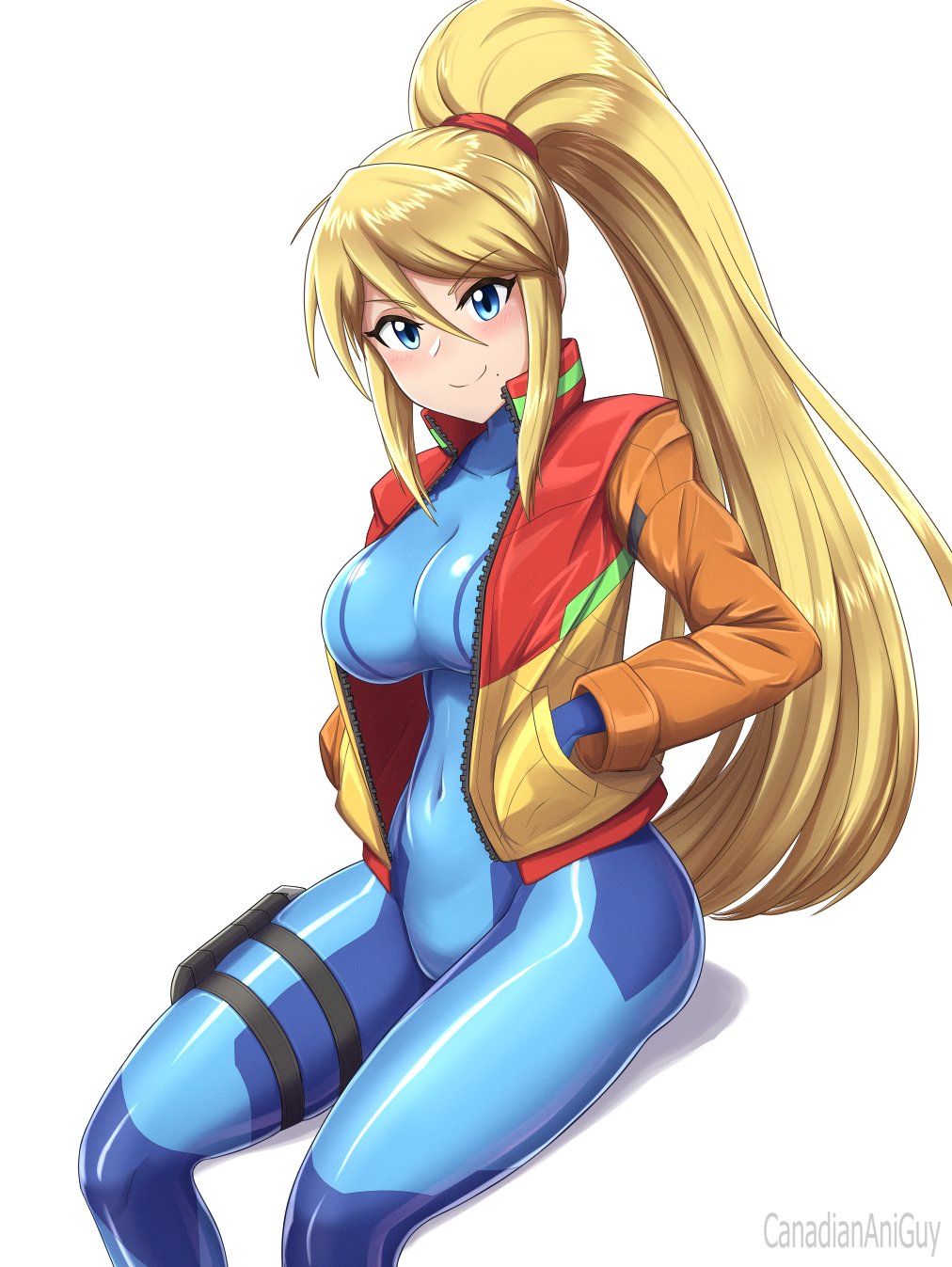 breasts canadiananiguy female female_only looking_at_viewer metroid nintendo samus_aran solo zero_suit zero_suit_samus