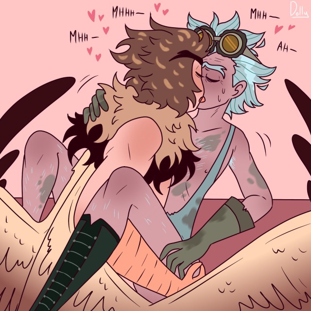 adult_swim anal_sex bird_wings birdperson boots feathers gay gloves goggles goggles_on_head passionate_kiss passionate_sex rick_and_morty rick_sanchez sloppy sloppy_kiss tagme tagme_(artist) thighs undershirt