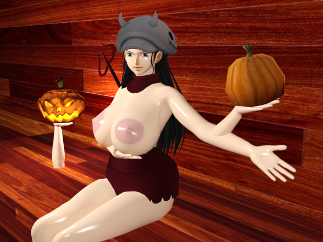 3d big_breasts female female_only halloween hana_hana_no_mi nico_robin novacorporation one_piece