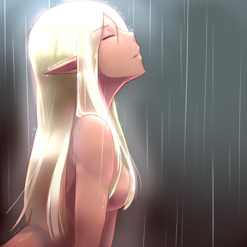 dev elf female meme rain tagme tanned tanned_skin white_hair