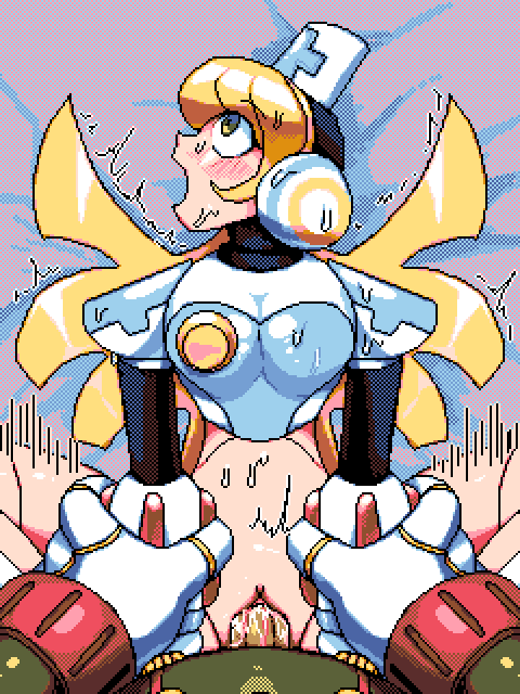 1boy 1girls android blonde_hair cinnamon_gaudille hnsundown mega_man mega_man_x pussy robot robot_girl sex vaginal_penetration vaginal_penetration