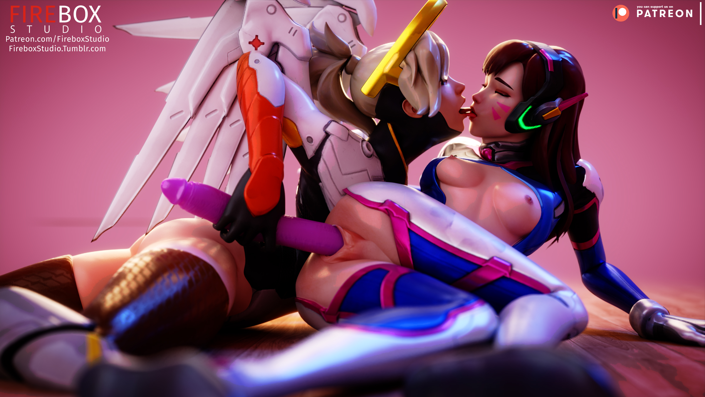 2girls, 3d, angela ziegler, areolae, blender, blizzard entertainment, breasts, d.va, dildo, female, female only, fireboxstudio, hana song, insertion, kissing, mercy, nipples, overwatch, patreon username, pussy, sex toy, tumblr username, vaginal insertion, yuri