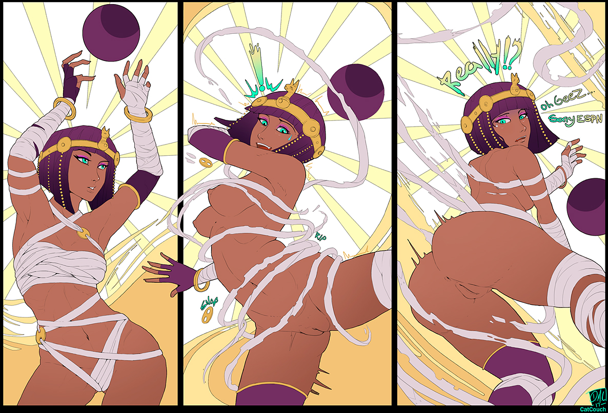 1girls, anus, areolae, ass, blunt bangs, bob cut, breasts, capcom, catcouch, dark skin, dark-skinned female, egyptian, female, female only, interracial, looking at viewer, menat (street fighter), nipples, pussy, shaved pussy, short hair, solo, street fighter, street fighter v, vagina, wardrobe malfunction