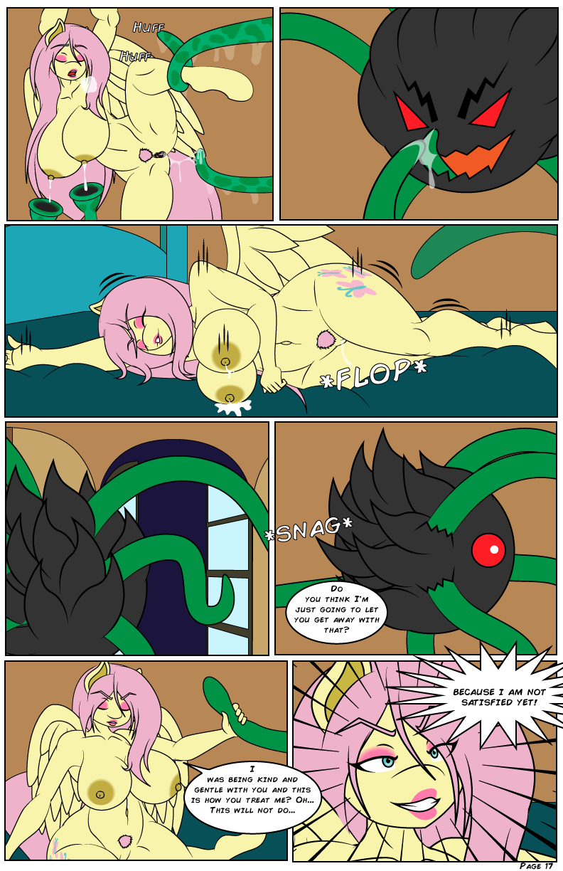 bed closed_eyes comic dekomaru dialogue english_text equine eyeshadow feathered_wings feathers female fluttershy_(mlp) friendship_is_magic fur hair lactation makeup mammal my_little_pony page_17 page_number pegasus pink_hair pubes pussy pussy_juice pussy_juice_string red_eyes straight_hair text thehotroom wings yellow_fur yellow_wings