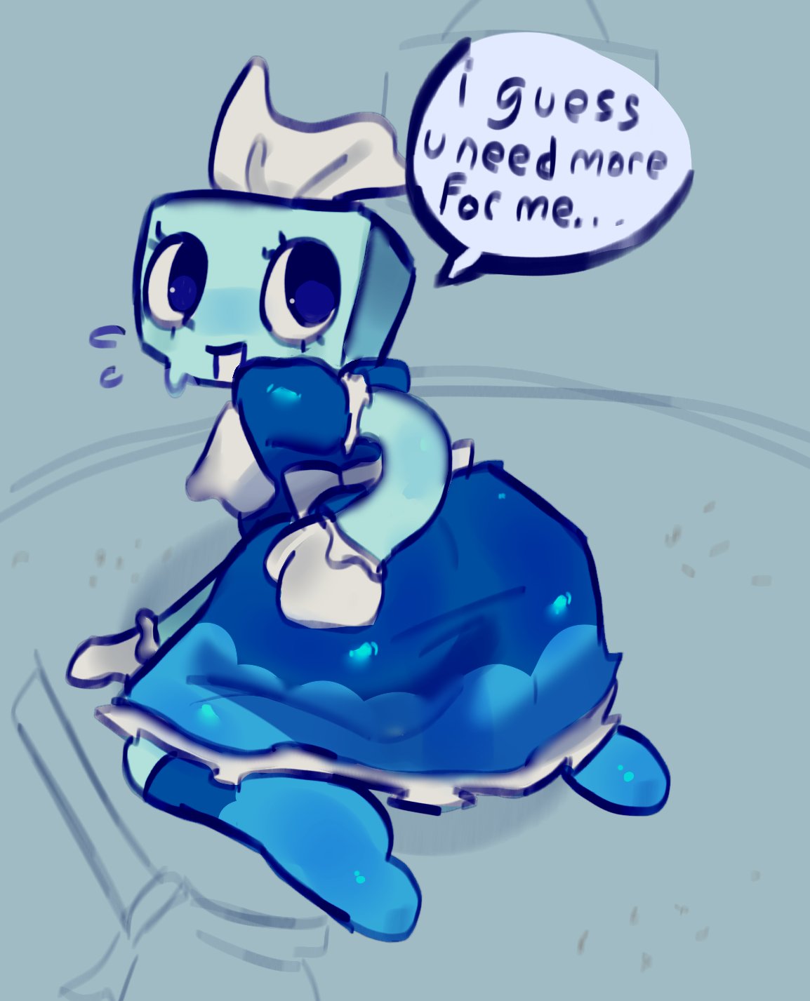 1girls blue_body blue_skirt blue_thighhighs dandy's_world dandys_world fat_ass highres kneeling maid maid_uniform nervous roblox roblox_game sweat tagme tisha_(dandy's_world) tissue_box toon