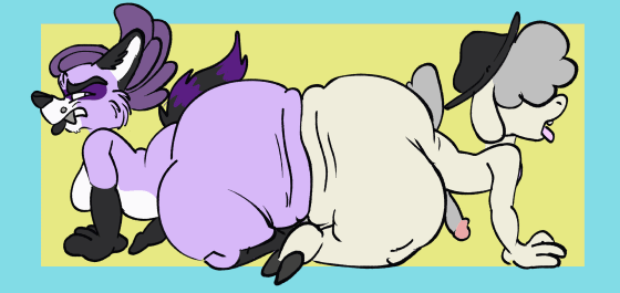 anal animated anthro anus ass big_butt bovid caprine dildo double_dildo duo lewd_juice male male/male mammal procyonid raccoon sex_toy sheep twerking