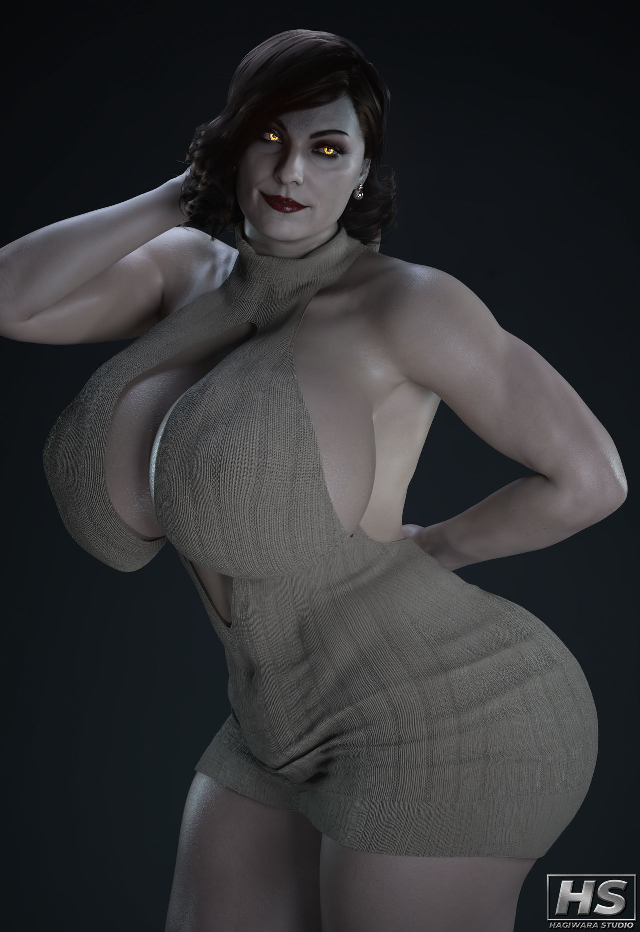 1girls, 3d, alcina dimitrescu, ass, ass bigger than head, big ass, big breasts, big thighs, breasts, breasts bigger than head, bust, busty, capcom, chest, curvaceous, curvy, curvy figure, female, female only, giantess, glowing eyes, hagiwara studio, hips, hourglass figure, huge ass, huge breasts, huge thighs, large ass, large breasts, large female, large thighs, legs, light skin, light-skinned female, mature, mature female, milf, mini giantess, pale skin, pale-skinned female, red lips, red lipstick, resident evil, resident evil 8: village, slim waist, tall female, thick, thick hips, thick legs, thick thighs, thighs, virgin killer sweater, voluptuous, waist, wide hips, wide thighs