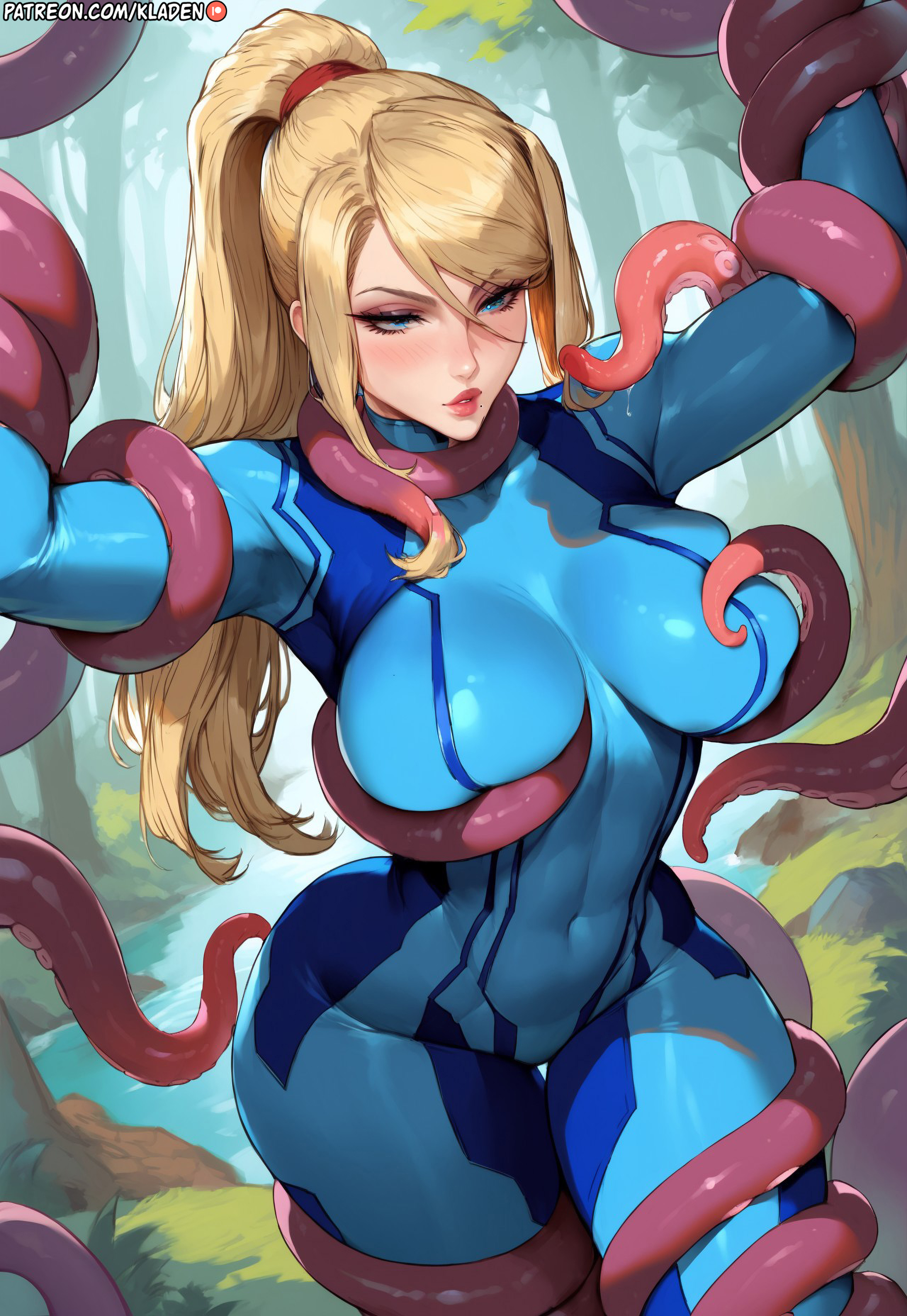 1girls, ai generated, arms up, ass, ass bigger than head, before oral, before rape, before sex, big ass, big breasts, big butt, big hips, big thighs, bimbo, bimbo body, blonde hair, blue eyes, blush, bodysuit, breast focus, breasts, breasts bigger than head, busty, child bearing hips, closed mouth, clothing, collarbone, curvaceous, curvy body, curvy female, curvy figure, curvy hips, eyelashes, female, female only, fit, fit female, forest, front view, full body, giant breasts, grabbing, grabbing breasts, grope, groping, groping breasts, hips, hourglass figure, huge breasts, huge thighs, inviting, kladen, kladenart, large ass, large breasts, large butt, large thighs, light skin, light-skinned female, lipstick, long hair, mature female, metroid, milf, mommy, monster, no sex, outdoors, pale skin, pale-skinned female, parted lips, ponytail, presenting, presenting breasts, puffy lips, restrained, restrained arms, restrained by tentacles, samus aran, seductive, seductive eyes, shiny skin, skin tight, skindentation, solo, solo female, solo focus, stable diffusion, standing, surrounded, tentacle, tentacles, thick, thick ass, thick hips, thick thighs, tight fit, voluptuous, voluptuous female, voluptuous teenager, wide ass, wide hips, wide thighs, zero suit, zero suit samus