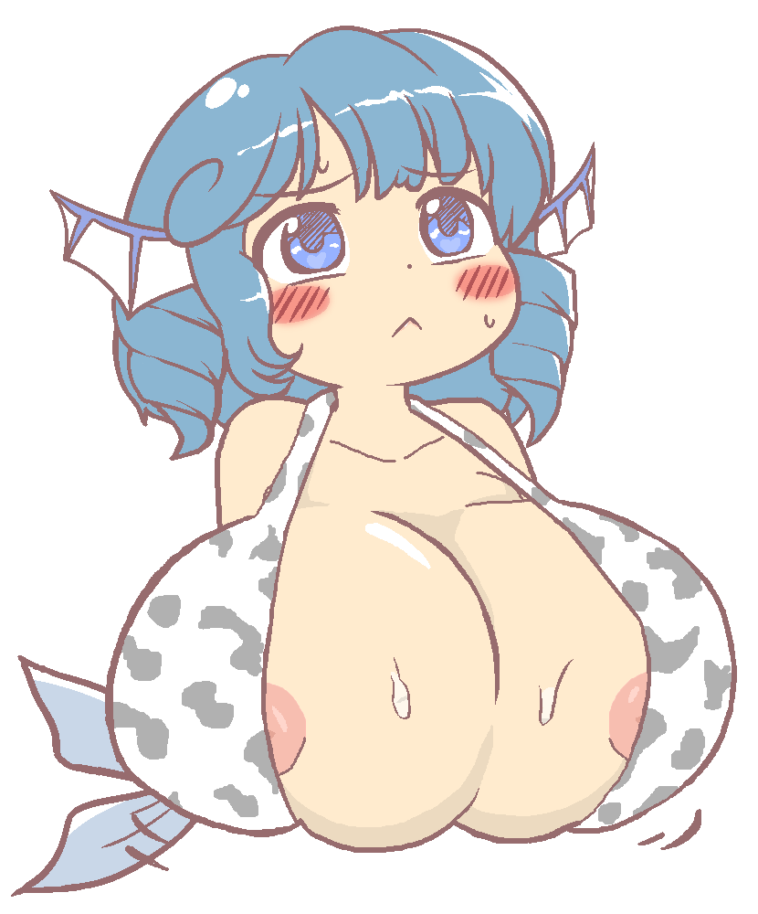 1girls :< animal_ears areola_slip areolae artist_request bikini blue_eyes blue_hair blush breasts chibi chibi_only chibi_style cleavage collarbone cow_print cow_print_bikini dot_nose drill_hair erotic_chibi female gyate_gyate head_fins horns huge_breasts long_hair meme mermaid mermaid_girl mermaid_tail skindentation sweat sweatdrop tail touhou transparent_background twin_drills wakasagihime