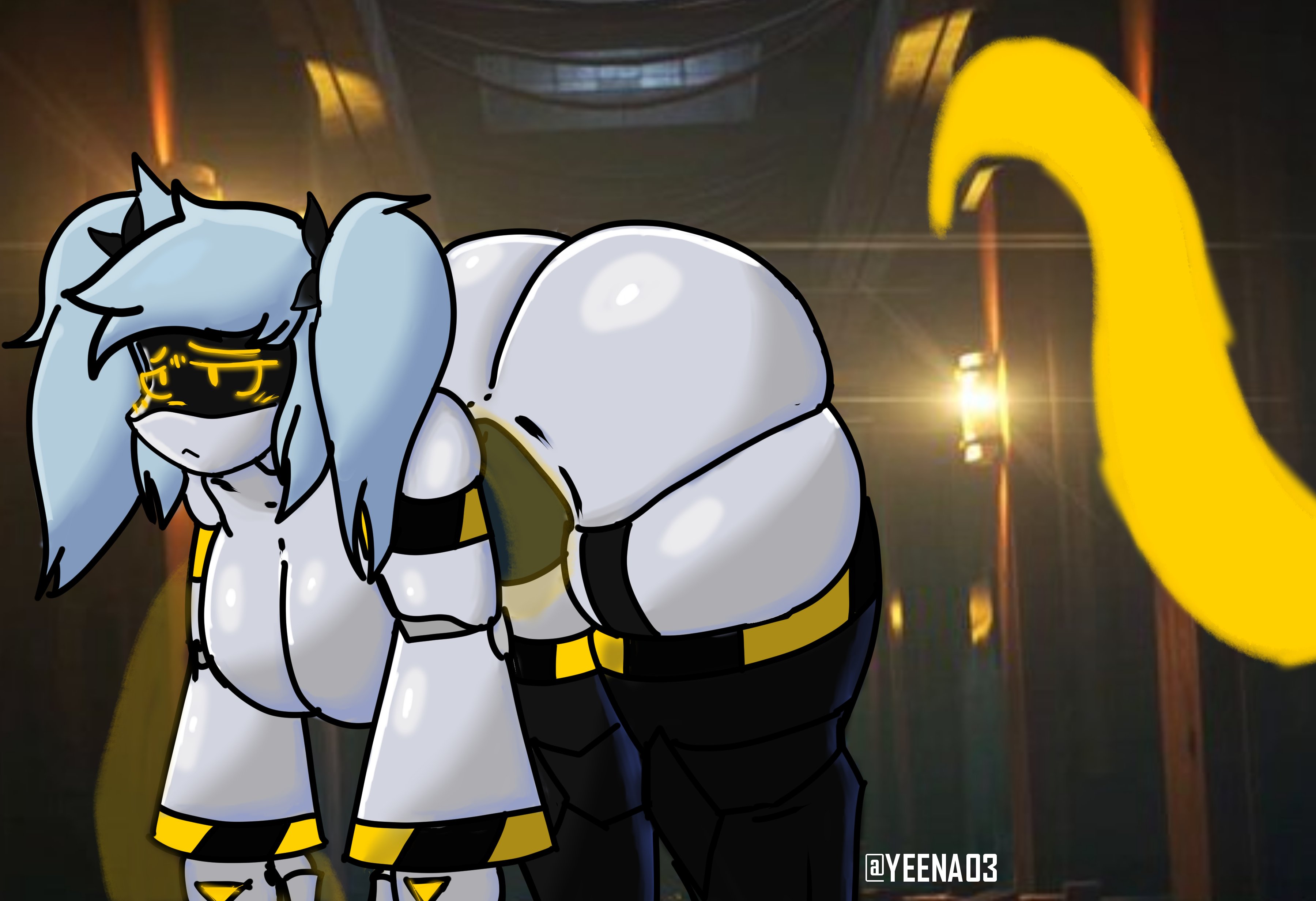 absolute solver, alternate costume, ass, ass focus, breasts, female, female only, j (murder drones), large ass, large breasts, murder drones, tentacle, wide hips, yeena03