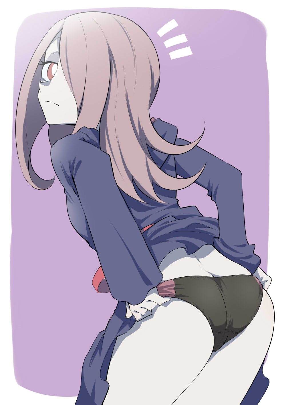 1girls, clothed, female, female only, lifting skirt, little witch academia, onsen mikan, panties, revealing clothes, sucy manbavaran, witch hat
