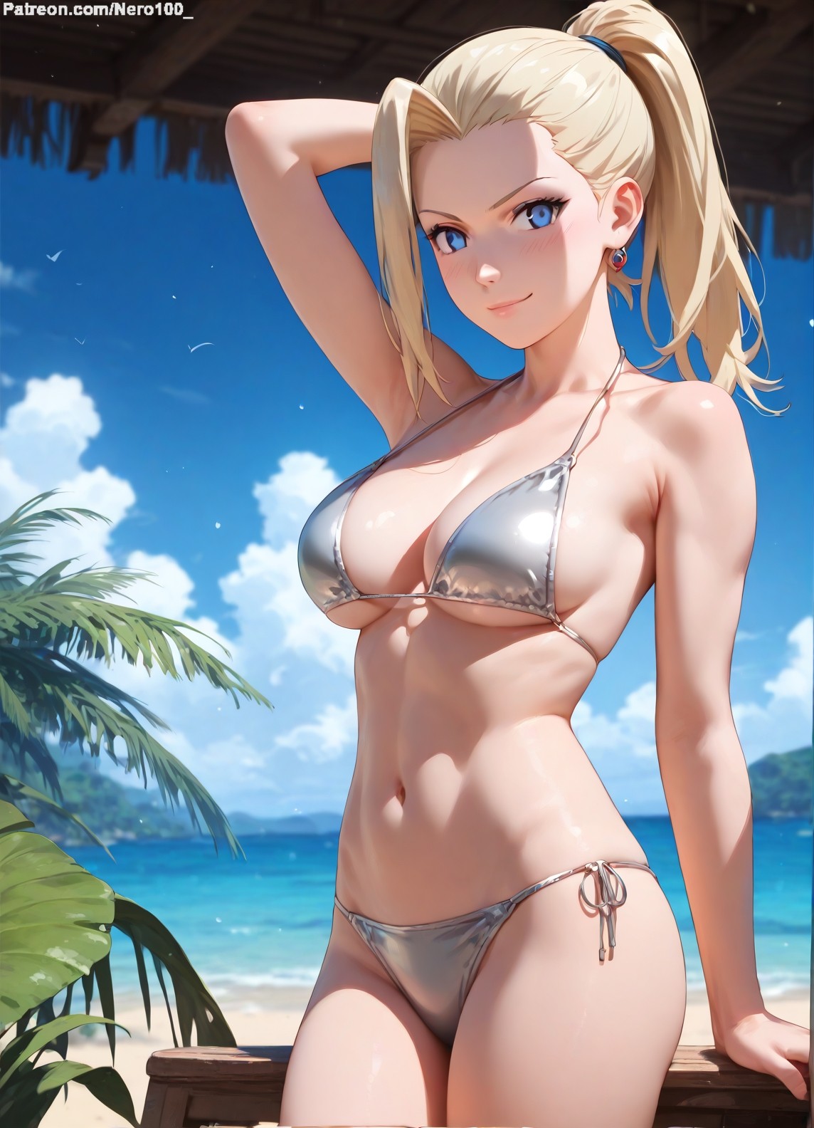 1girls 2d ai_generated areolae artist_request beach big_breasts bikini bikini_bottom bikini_top blonde_female blonde_hair boruto:_naruto_next_generations breasts chest curvy curvy_figure cute cute_face detailed eyelashes eyeshadow female female_only fit fit_female focus hair high_quality ino_yamanaka large_breasts legs light-skinned_female light_skin lips lipstick long_hair makeup mascara naruto naruto_(series) naruto_shippuden outdoors outside pale-skinned_female pale_skin perky_breasts ponytial posing seductive seductive_look stable_diffusion tagme thighs thin_waist