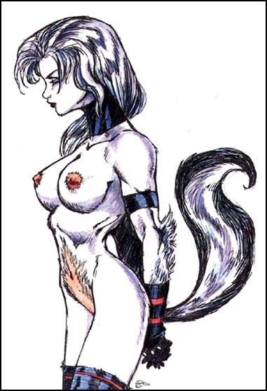 1990s 1996 20th_century breasts closed_eyes female female_only gloves hepzibah_(x-men) marvel marvel_comics navel nipples nude starjammers straight_hair tail tcatt white_background white_hair white_skin x-men