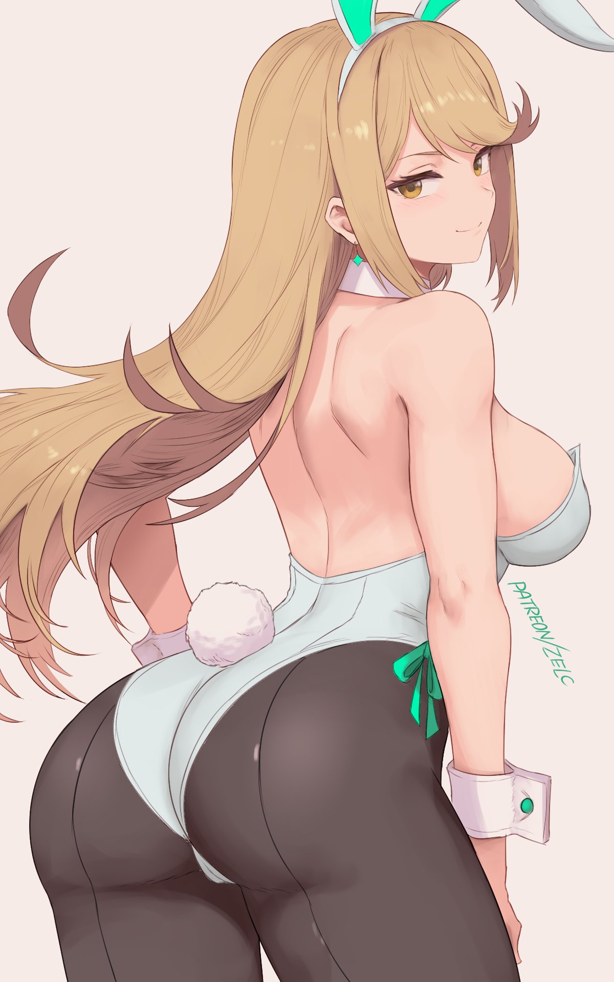 1girls, ass, breasts, female, female focus, female only, large ass, large breasts, light skin, light-skinned female, looking at viewer, mythra, solo, thick thighs, thighs, wide hips, xenoblade (series), xenoblade chronicles 2, zelc-face