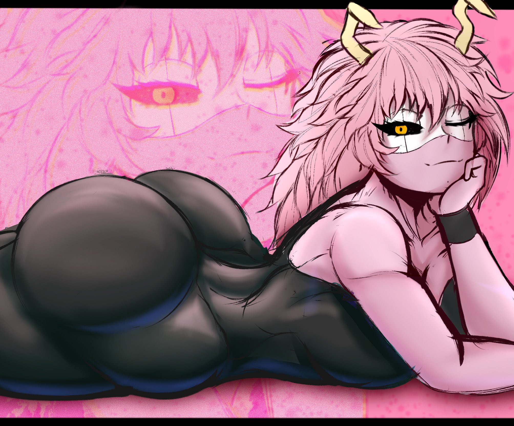 1girls, adult mina, ashido mina time-skip, ass, big ass, boku no hero academia, dress, female, female focus, female only, huge ass, kwalker1009, large ass, long hair, mina ashido, mina ashido (hero outfit), mina ashido time-skip, my hero academia, my hero academia (finale), pink body, pink hair, post-timeskip, solo, thick thighs, thighs, wide hips