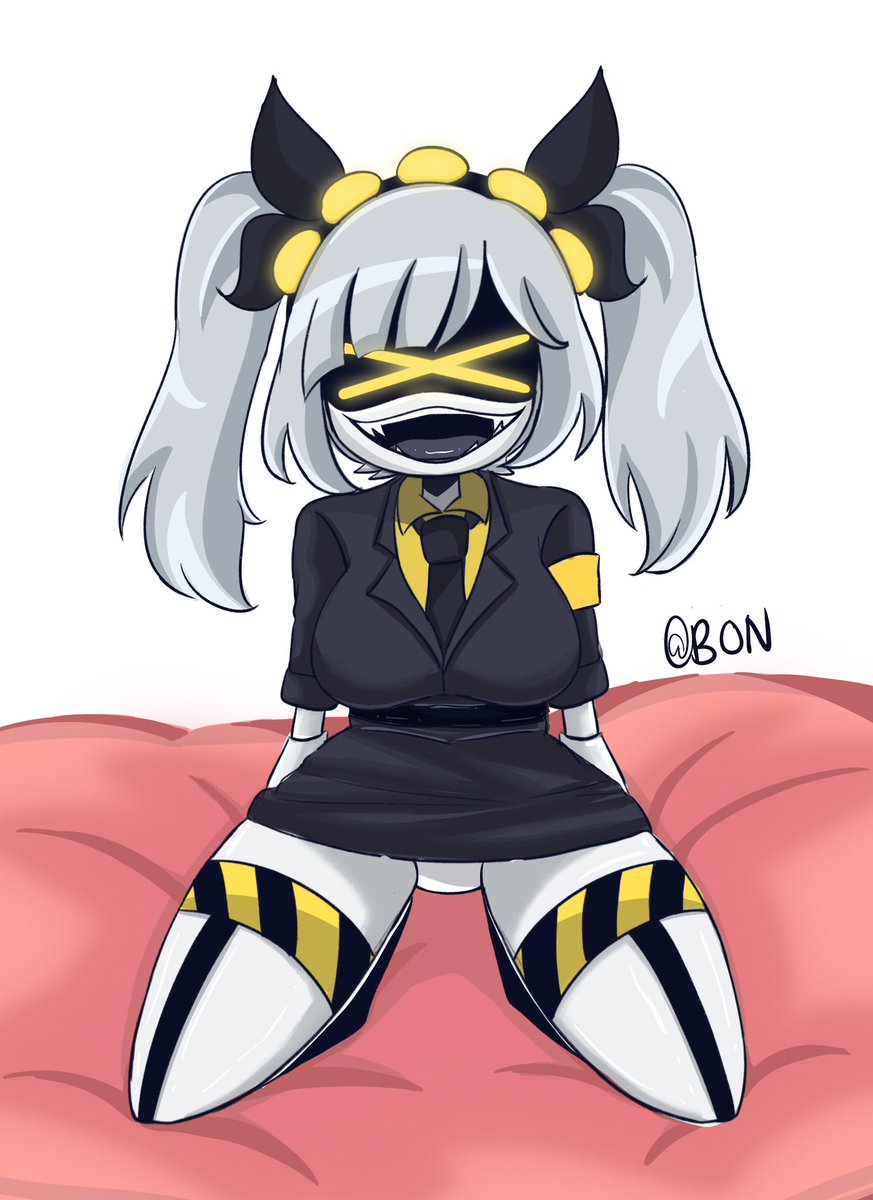 1girls, bed, bedroom, female, female focus, female only, grey hair, inviting to sex, j (murder drones), laying on bed, murder drones, robot, robot girl, robot humanoid, solo, solo female, solo focus, tounge out, x eyes, yellow eyes