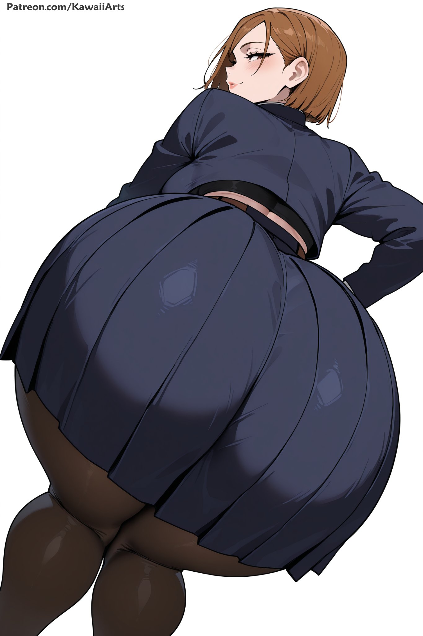 1girl, 1girls, ai generated, areolae, ass, barefoot, big ass, big breasts, big butt, booty, bottom heavy, breasts, breedable, breedable hips, brown eyes, brown hair, bubble ass, bubble butt, cellulite, child bearing hips, cleavage, curvaceous, curvy, curvy figure, fat ass, feet, female, female only, hips, huge ass, jujutsu kaisen, jujutsu tech uniform, kawaiiaiarts, kugisaki nobara, massive ass, musk, musk clouds, nobara kugisaki, oiled, oiled skin, pawg, pawg build, perfect ass, phat ass, sexy, sexy ass, sexy body, sexy female, short hair, skirt, slim waist, small waist, sweat, thicc, thicc ass, thicc thighs, thick, thick ass, thick thighs, voluptuous, voluptuous female, wet, wide ass