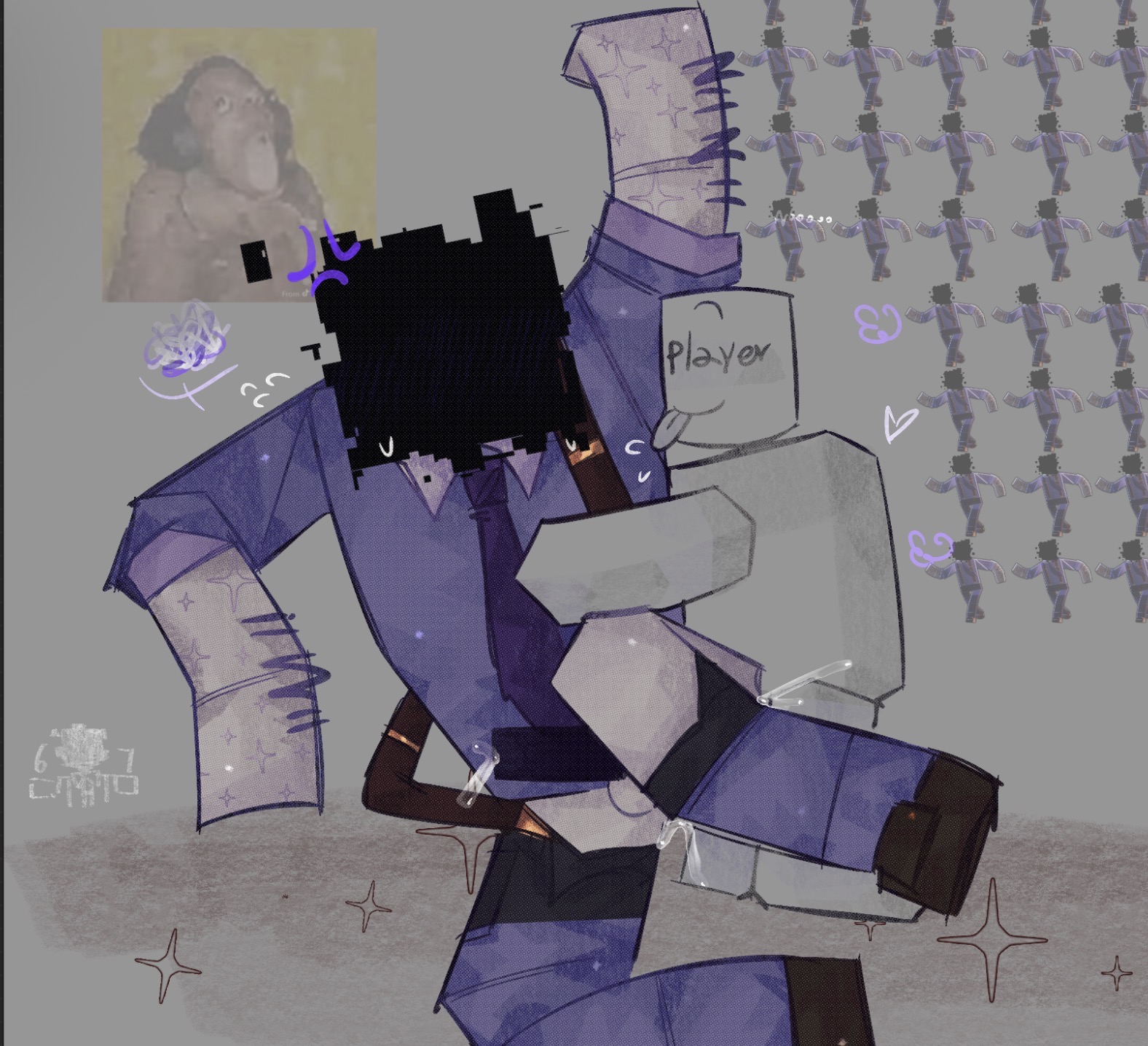 2boys, blocky body, doors (roblox), espuma, gay, honcho (doors), meme in the background, player character, roblox, roblox game, robloxian, self upload, size difference, tagme