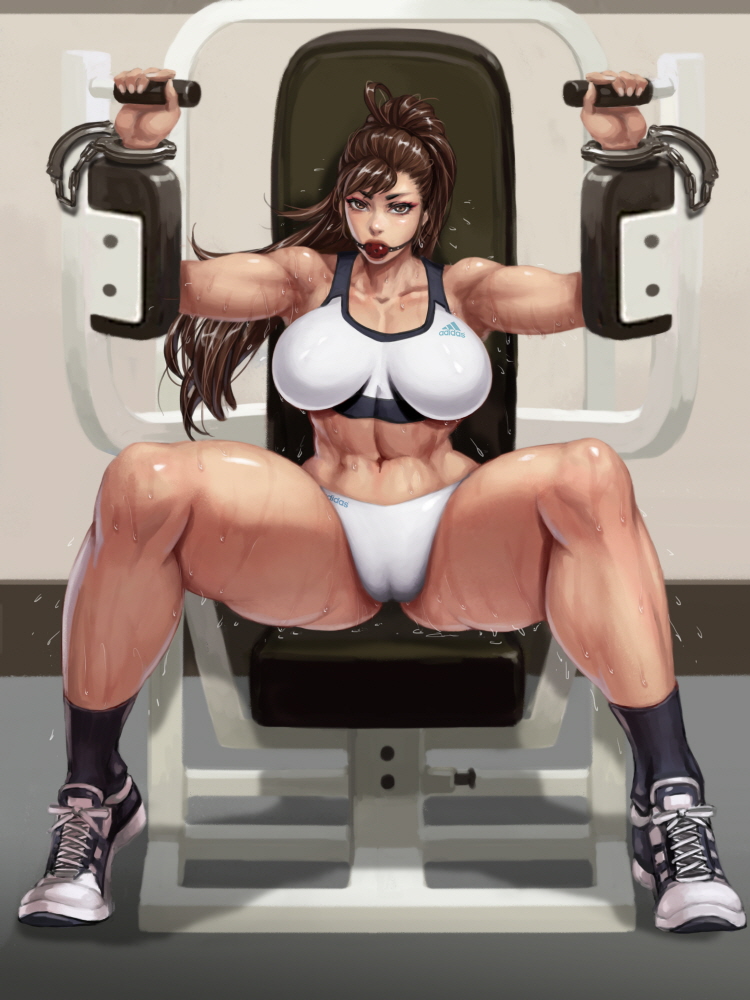 1girls, abs, armpit, asian, ball gag, bondage, bound, breasts, brown eyes, brown hair, cameltoe, chun-li, exercise, female, female only, gag, gym, hand cuffs, large breasts, long hair, looking at viewer, muscles, muscular, muscular female, pussy, solo, street fighter, sweat, thick thighs, tied hair, wet, workout, xxoom