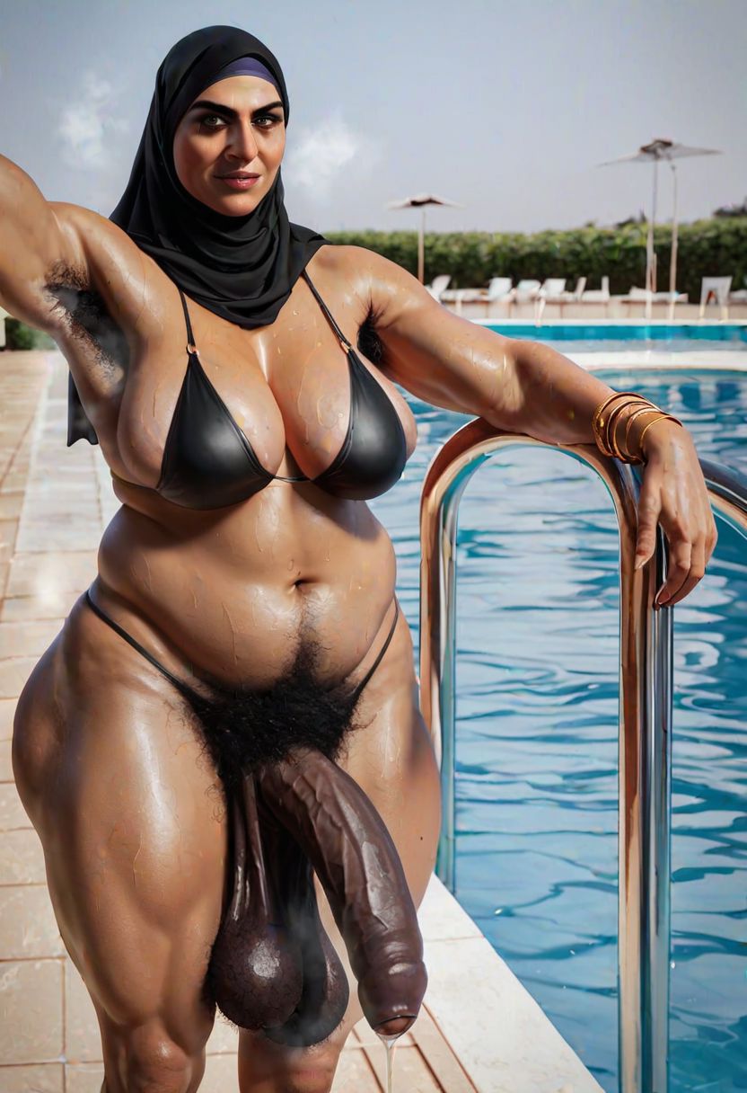 1futa ai_generated arab_futa_auntie(briang1748) armpit_crease armpit_fetish armpit_hair armpits arms_up balls belly black_bikini black_cloak briang1748 brown_skin burka chubby chubby_futanari cloak dark-skinned_female dark-skinned_futanari dark_eyes dark_foreskin dark_nipples dark_penis dark_skin darkened_genitalia face_mask futanari hairy hairy_armpits hairy_balls hijab huge_balls huge_breasts huge_cock large_breasts looking_at_viewer looking_down mature_futa milf nipple_bulge nipples nun penis_size_comparison penis_size_difference pov pubes pubic_hair public_nudity public_pool sagging_balls saggy_balls size_difference steam sweat sweatdrop sweating taker_pov tan-skinned_futanari tan_body tanned_skin testicles