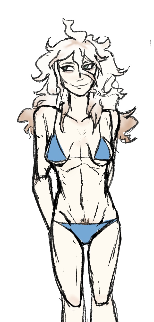 1girls bikini danganronpa danganronpa_2:_goodbye_despair doodled4wg nagito_komaeda rule_63 self_upload sketch skimpy_clothes skinny_girl solo tagme