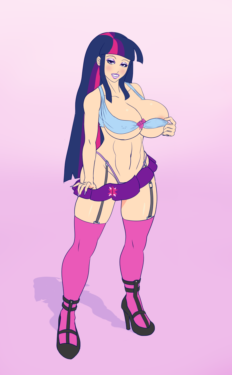 1girls annon bimbo bimbofication breasts female friendship_is_magic hasbro high_heels human humanized my_little_pony nipple_slip nipples purple_hair short_skirt solo suspenders thigh_highs twilight_sparkle_(mlp)