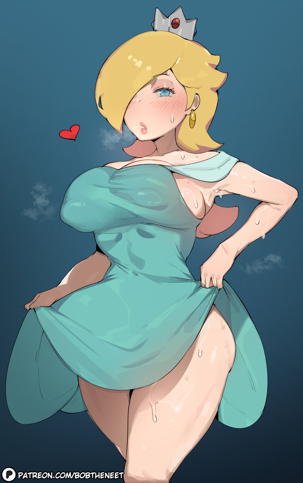 1girls bimbo blonde_hair blue_eyes bobtheneet breasts dress female hair_over_one_eye large_breasts light-skinned_female light_skin long_hair mario_(series) naughty_face nintendo princess_rosalina super_mario_galaxy thick_thighs