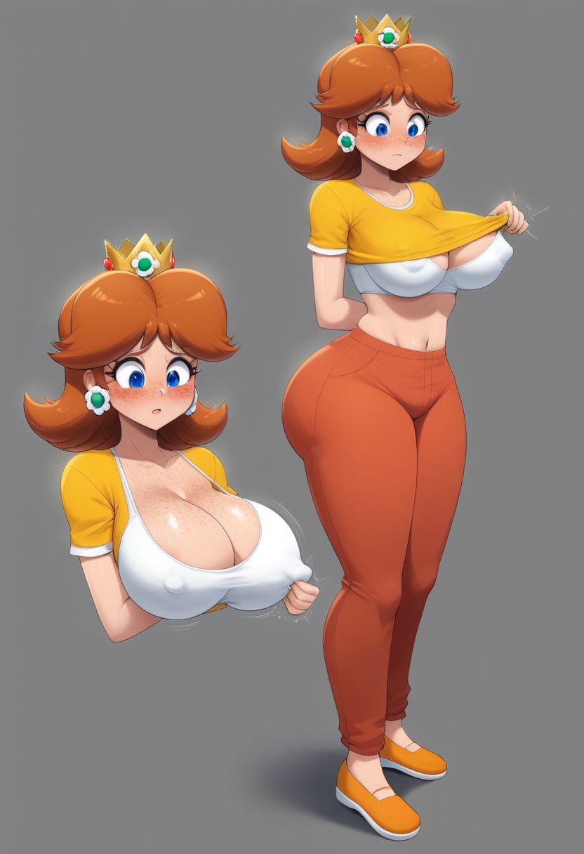 female, mario (series), nipple pinch, princess daisy, solo focus, tagme