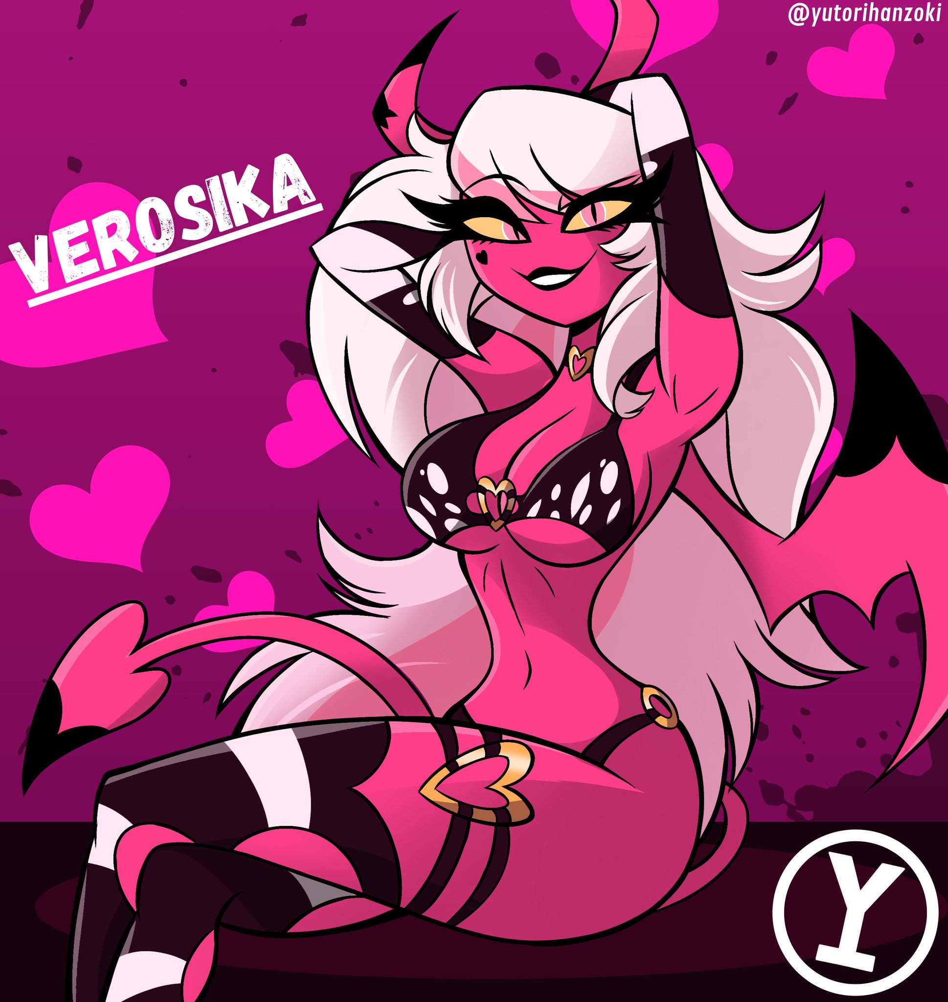 demon, demon girl, demon horns, demon tail, demon wings, demoness, female, helluva boss, succubus, succubus horns, succubus tail, succubus wings, tagme, verosika mayday (helluva boss)
