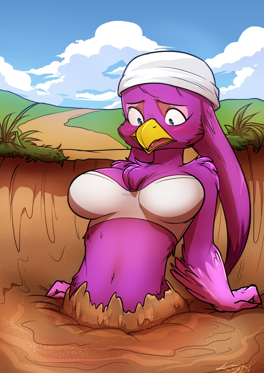 anthro avian bird bra clothing female hat headgear headwear hi_res hirundinid keydima kmn open_mouth oscine passerine quicksand sega sinking solo sonic_(series) sonic_riders sonic_the_hedgehog_(series) swallow_(bird) underwear wave_the_swallow worried