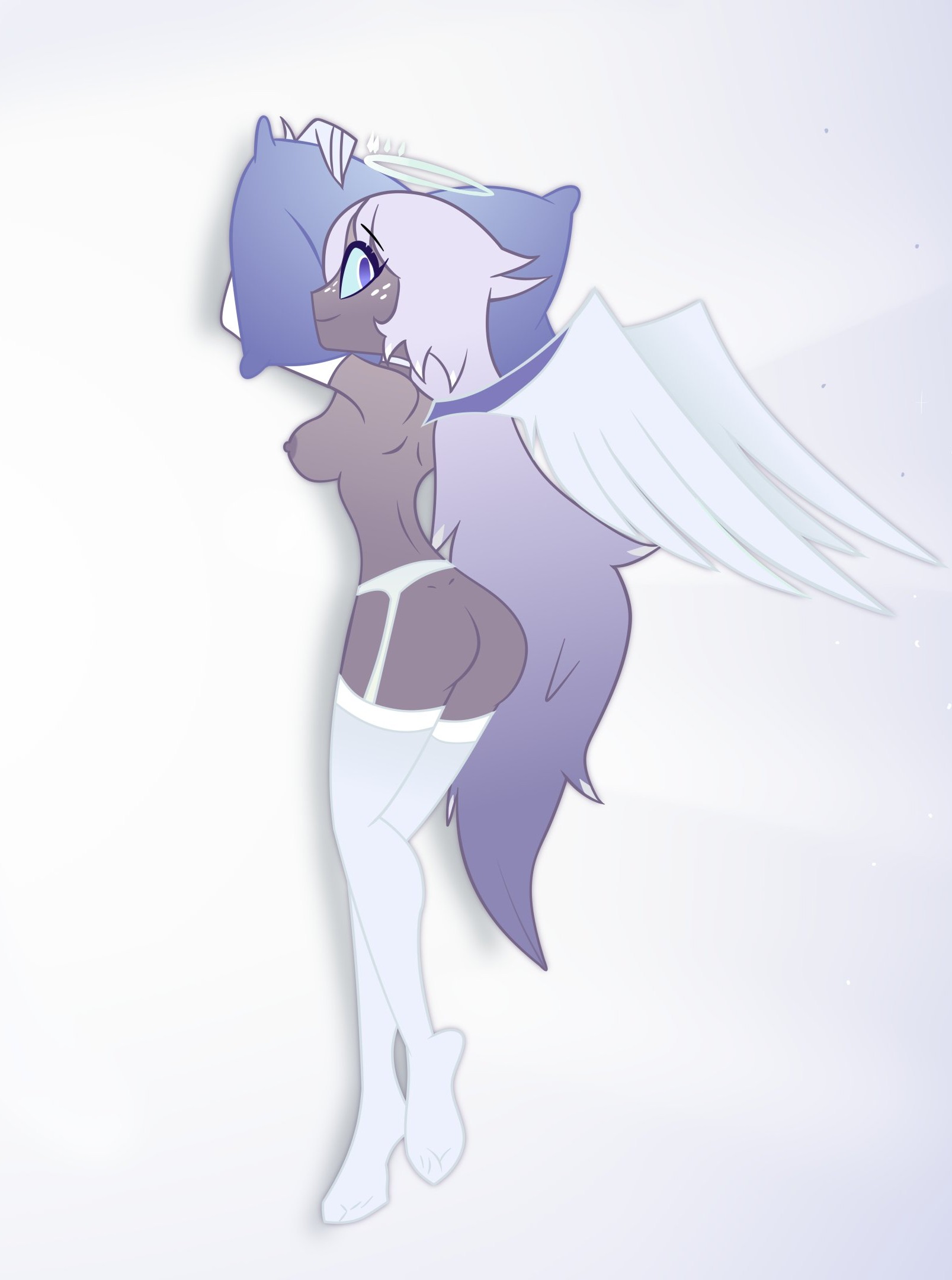 1girls, angel, ass, ass focus, breasts, deadinside97, emily (hazbin hotel), female, female only, grey skin, hazbin hotel, tagme