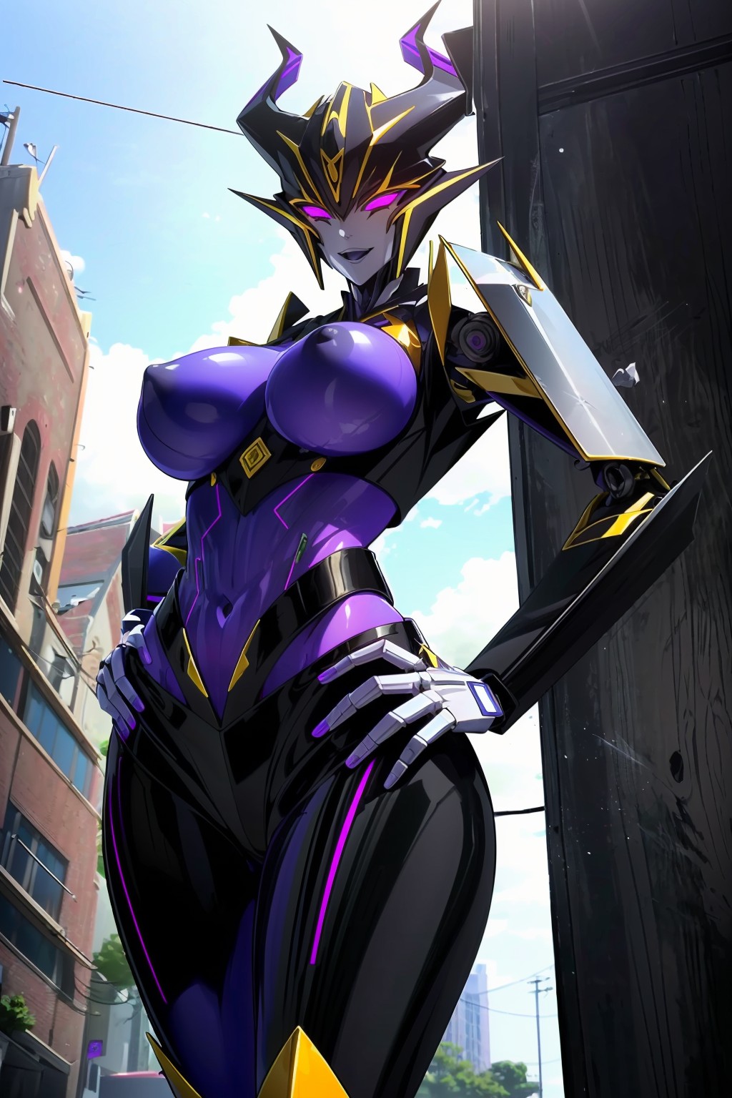 ai_generated airachnid big_breasts black_body female purple_body robot_girl roger1011 thick_thighs transformers transformers_prime