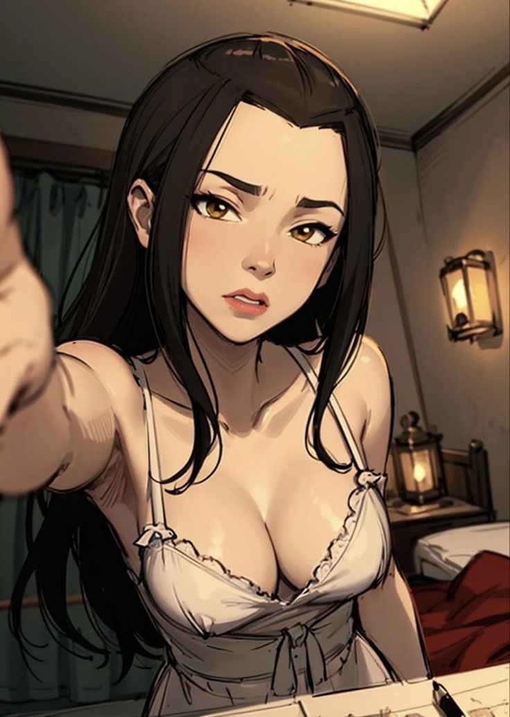 1girls, ai generated, avatar legends, avatar the last airbender, azula, bedroom, black hair, blush, dress, female, fire nation, gown, jak31208, white dress