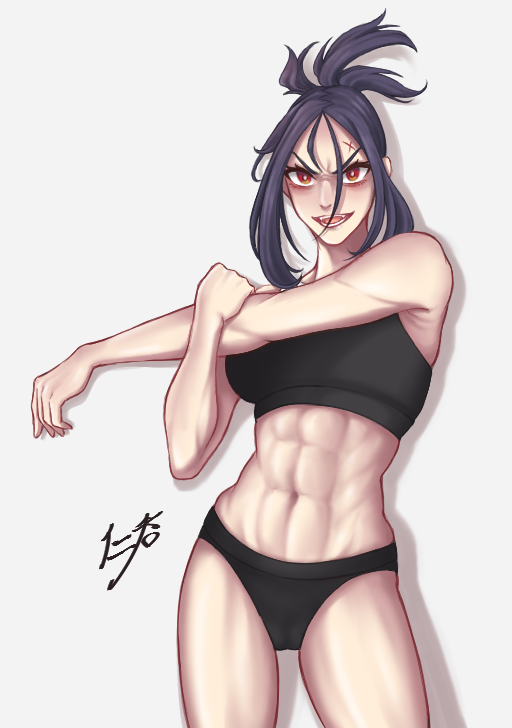 abs armpits black_hair black_leotard dendra_(pokemon) female ni_ten pokemon pokemon_sv