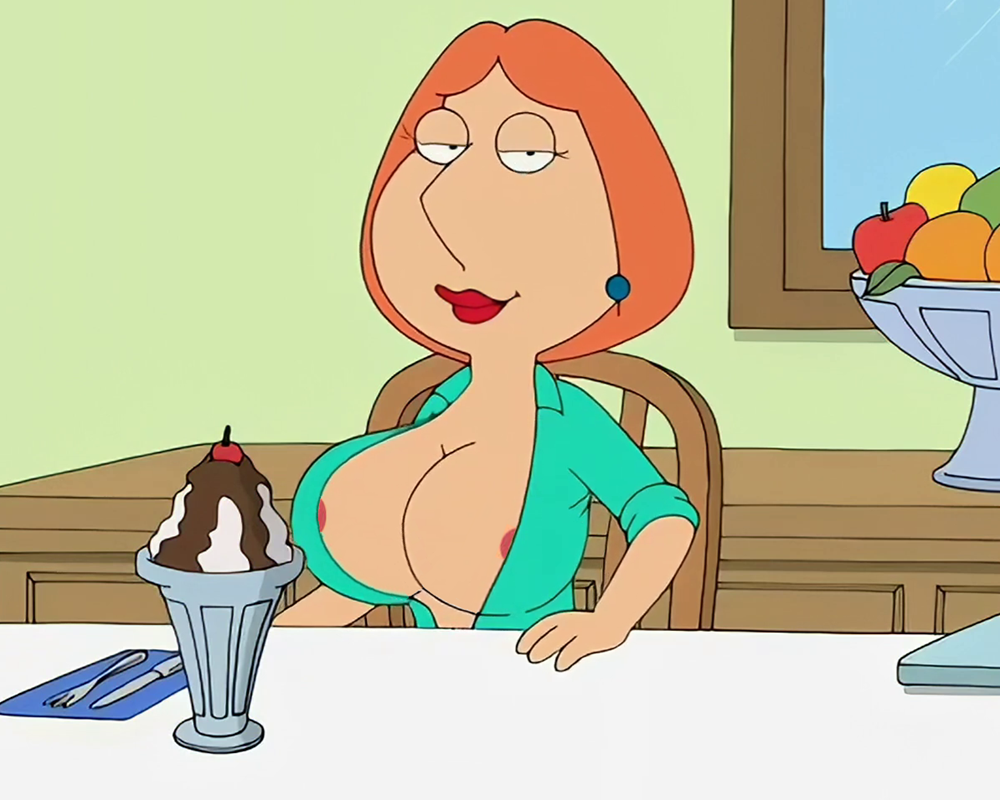 1girls accurate_art_style areola_slip areolae bedroom_eyes big_breasts breast_expansion breasts cleavage family_guy female female_only food large_breasts lois_griffin looking_at_viewer milf redhead solo solo_female sundae tits