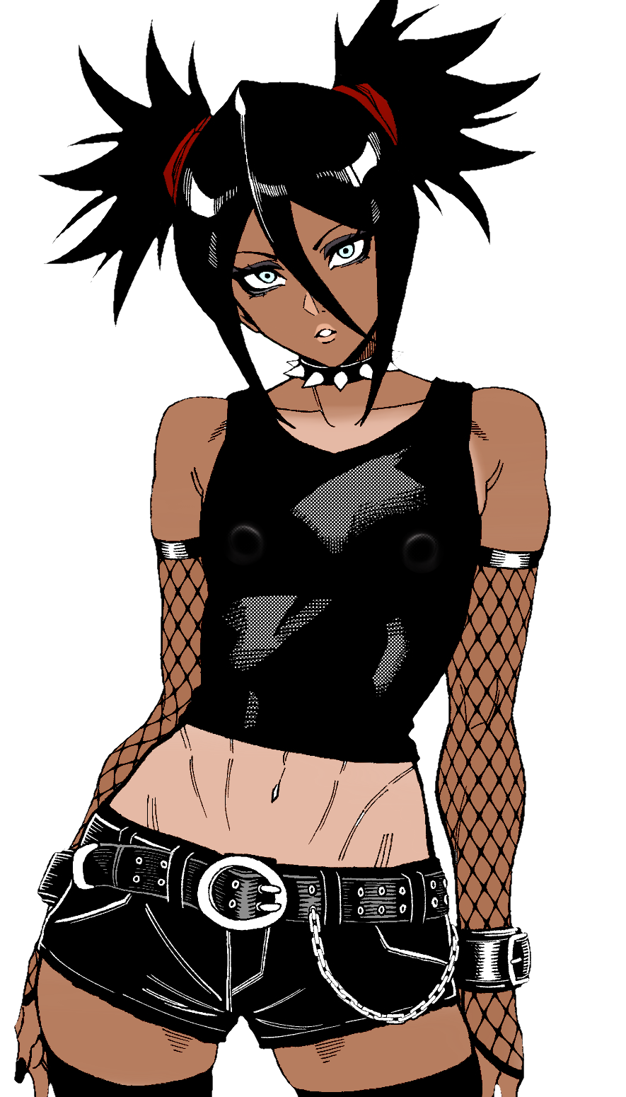 1girls 3rd_party_edit artist_request big_ass bleach bleach:_the_thousand-year_blood_war booty_shorts choker collar emo erect_nipples exposed_midriff female female_only goth goth_girl kuchiki_rukia nipple_bulge petite petite_female punk_girl short_shorts short_twintails slim_waist slutty_clothing slutty_outfit stockings tan_skin tanline thick_lips thick_thighs transparent_background twintails