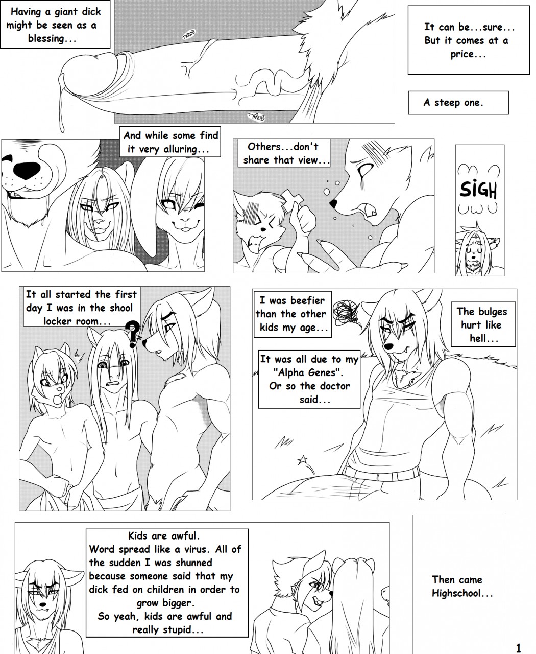 angry anthro balls bulge calheb-db canine comic dialogue english_text equine erection feline girly greyscale group horse humanoid_penis lagomorph licking licking_lips male mammal monochrome penis precum rabbit retracted_foreskin text tongue tongue_out uncut vein