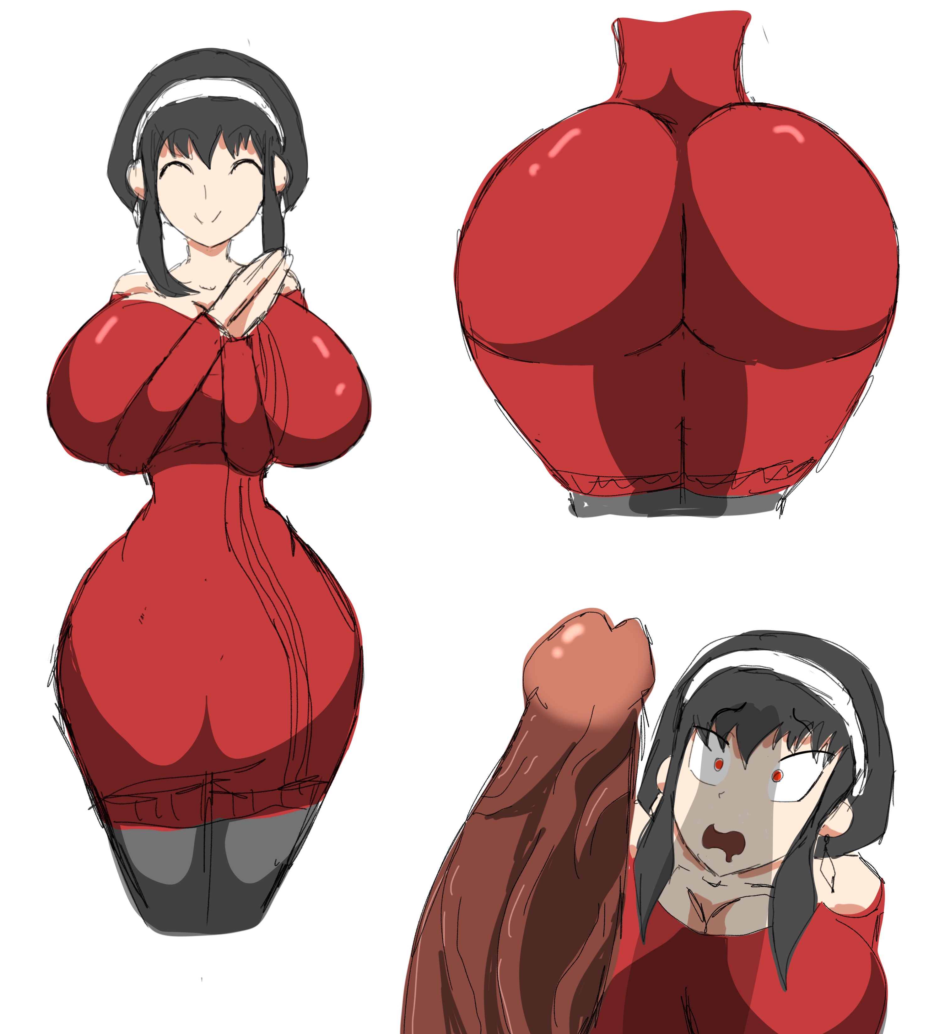 1girls, alternate breast size, ass, big ass, big breasts, big butt, big penis, breasts, clothing, dark skin, dark-skinned male, female, huge breasts, interracial, light skin, light-skinned female, looking at penis, male, netorare, ntr, penis, penis awe, spy x family, veiny penis, yor briar, yor forger, zdaddyecchi