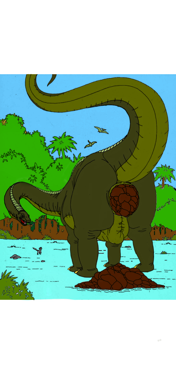 animal_excitado anus brach brontosaurus dinosaur diplodocid feces female feral hi_res male male/female prehistoric_species reptile sauropod sauropodomorph scalie solo