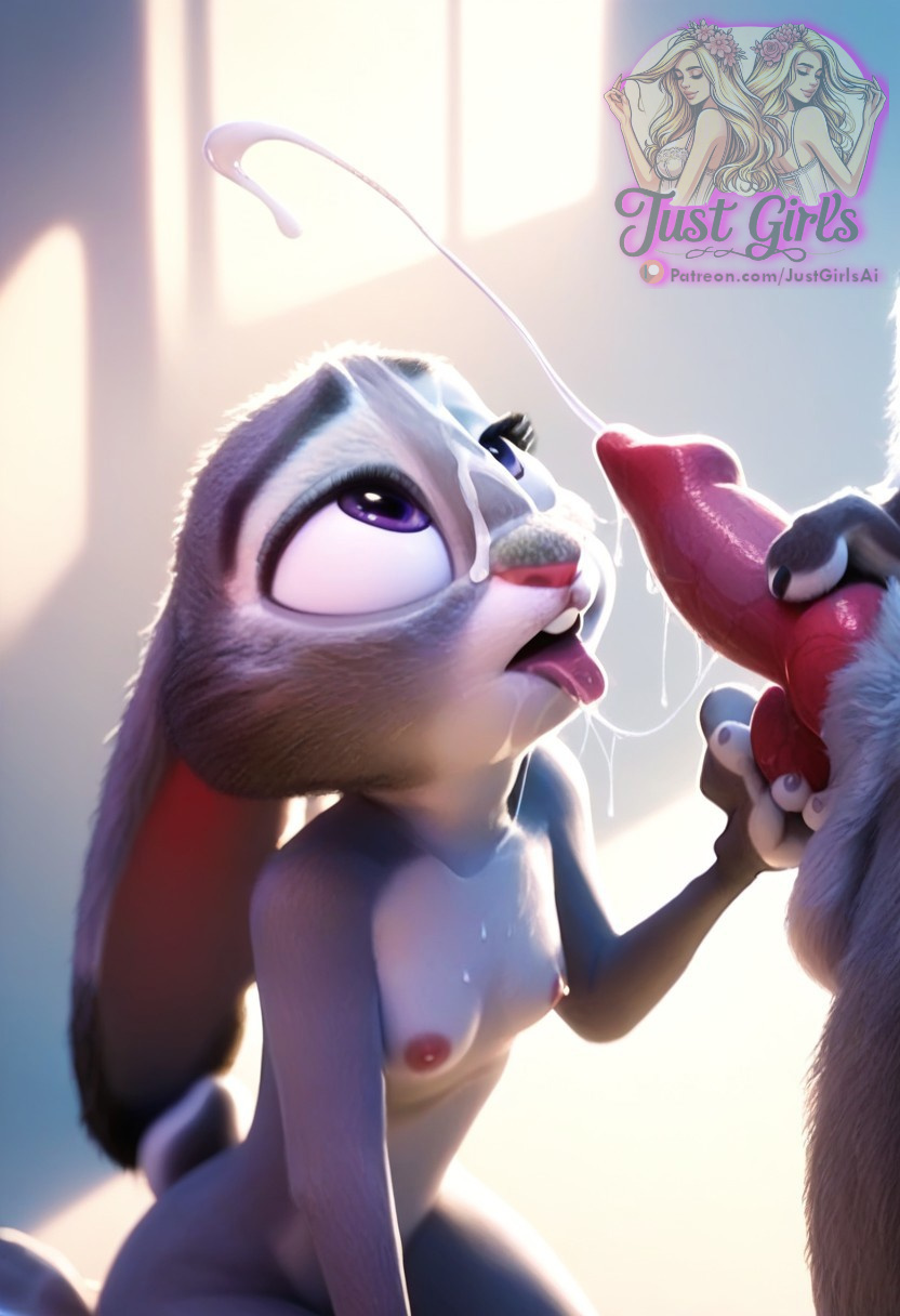 ai_generated cum cum_on_face cumshot cumshot_in_mouth disney dog_penis facial judy_hopps pixar small_breasts wet zootopia