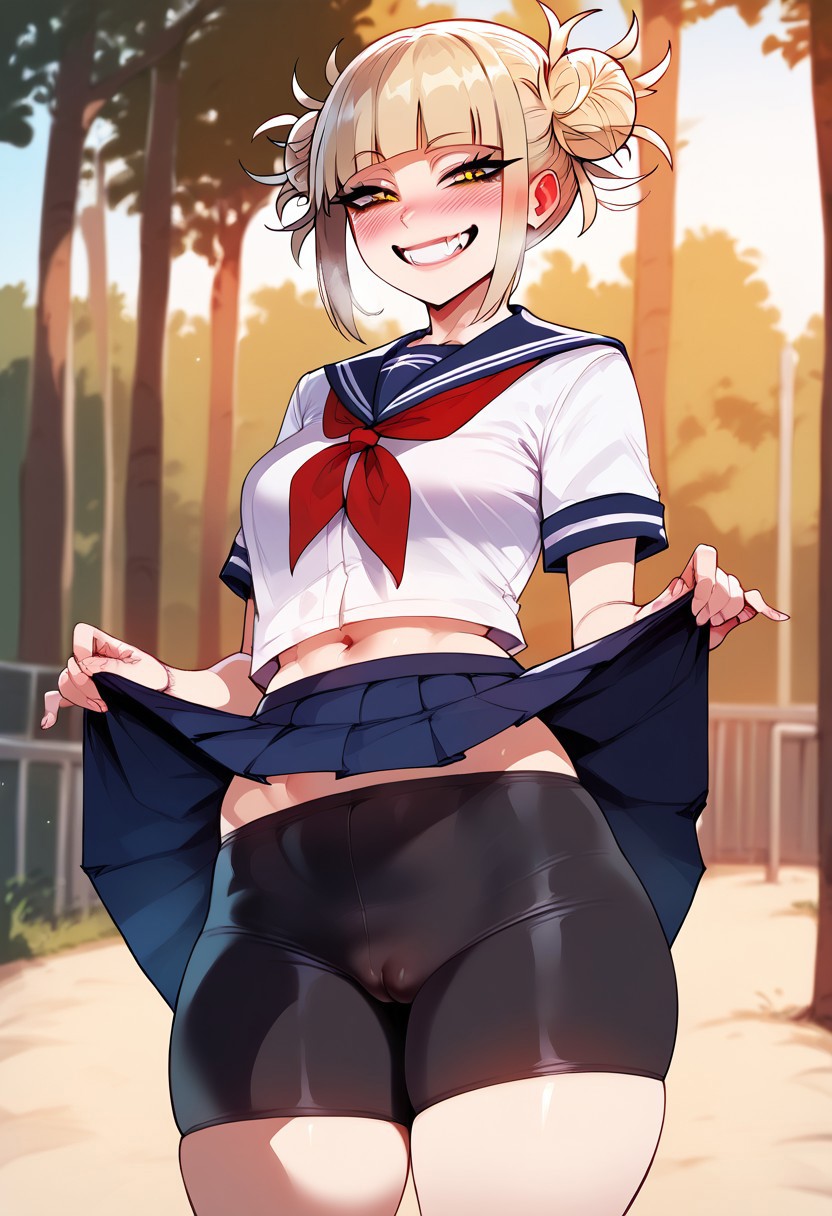 1girls abs ai_generated big_ass bike_shorts black_eyes blonde_hair boku_no_hero_academia bottom_heavy cameltoe cheating curvy curvy_figure fat_ass female female_focus female_only flat_chest holythighships looking_at_viewer pussy pussy_focus school school_uniform short_hair shorts skirt skirt_lift small_breasts smug smug_face smug_smile sweat thick_ass thick_legs thick_thighs toga_himiko wide_hips yellow_eyes