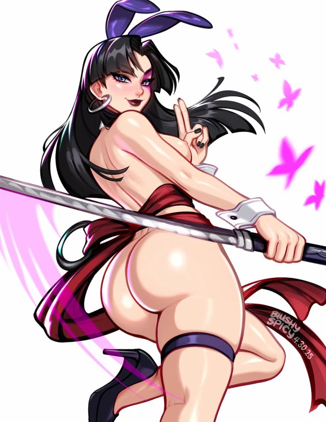big_ass big_breasts blushypixy blushyspicy bunny_ears bunnysuit female marvel_rivals naked_female psylocke psylocke_(marvel_rivals)