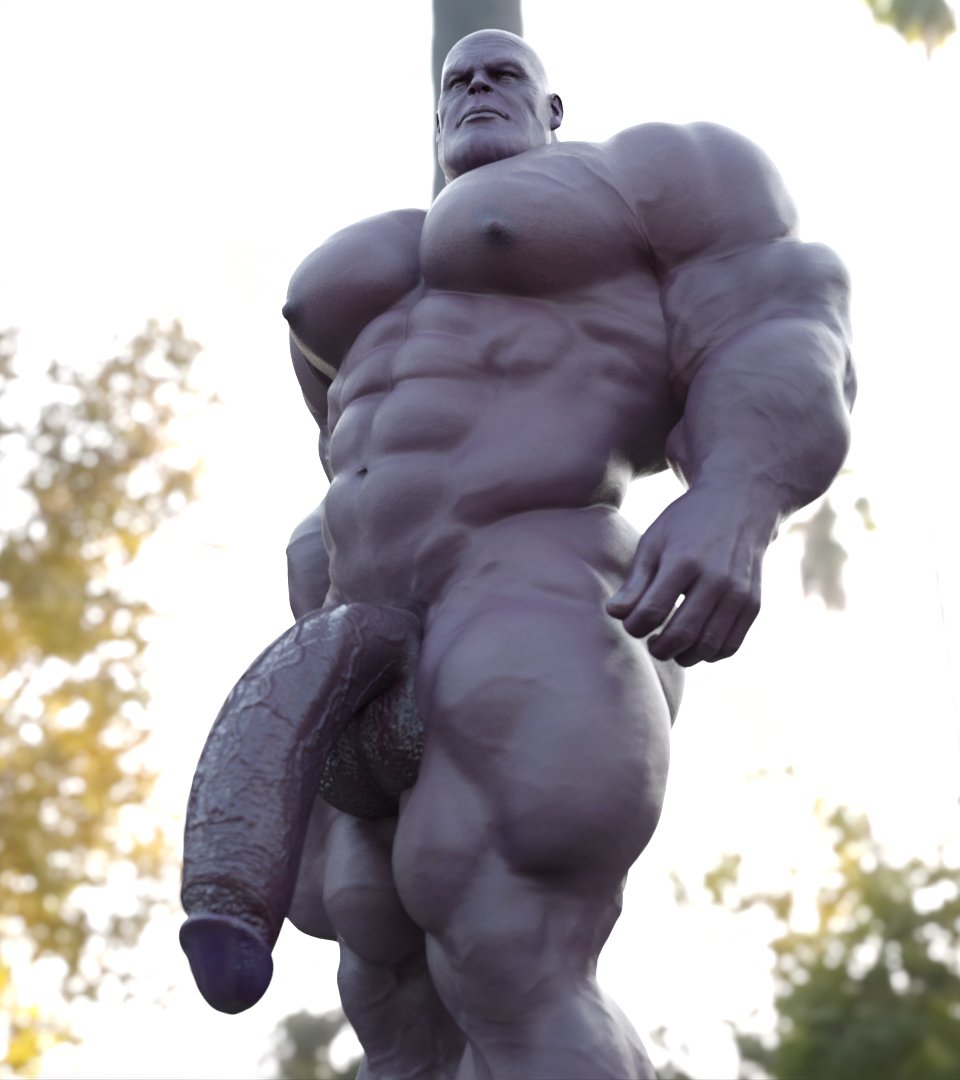 1boy 3d 3d_(artwork) abs alien balls bara big_balls big_muscles big_nipples big_pecs big_penis daddy dilf erection gay huge_balls huge_cock huge_muscles huge_pecs humanoid hunk male male_only muscular muscular_humanoid muscular_male navel nipples nsfwmaker nude pecs penis purple_body solo thanos