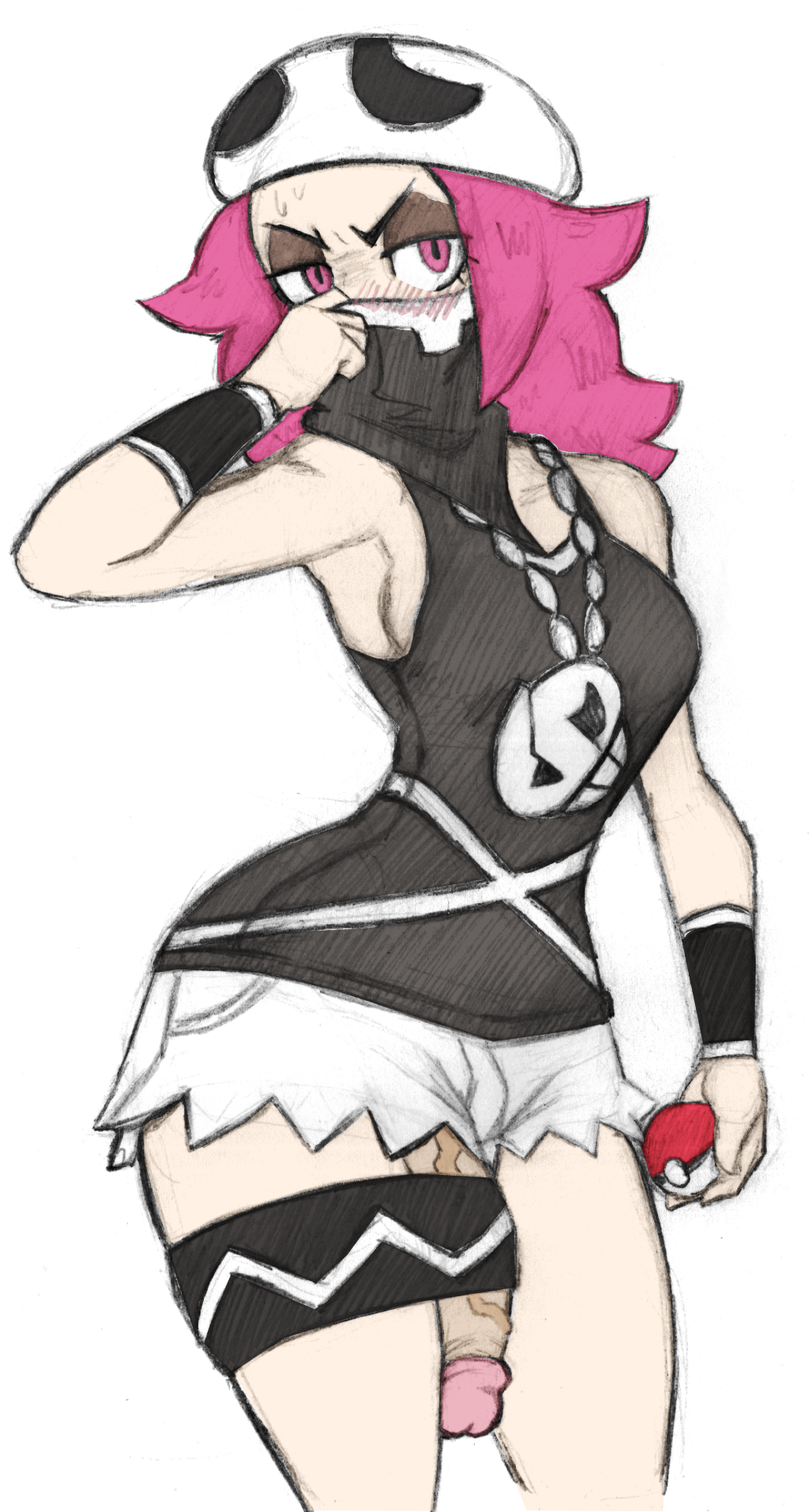 1futa big_penis breasts cleavage color colored female_team_skull_grunt flaccid futa_only futanari holding human intersex kentayuki looking_at_viewer mask nintendo penis pink_eyes pink_hair poke_ball pokemon pokemon_sm rapp_(pokemon) shirt solarismaximumcat solo standing tank_top team_skull team_skull_grunt team_skull_grunt_(female) veins veiny_penis