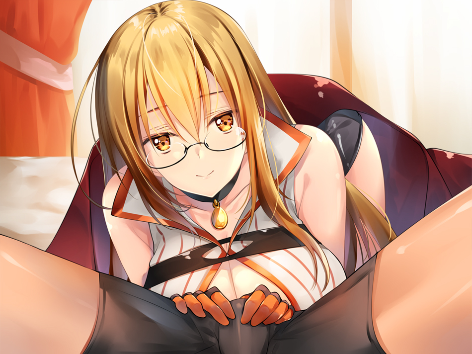 breasts female glasses isosaki_iki_(taimanin_asagi_battle_arena) long_hair sakuranbo taimanin_asagi_battle_arena