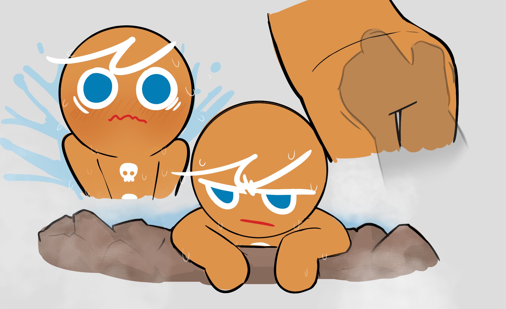 cookie run, cookie run kingdom, gingerbrave, gingerbread man, kuwoesque, male, touching ass