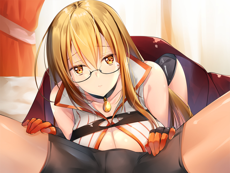 breasts female glasses isosaki_iki_(taimanin_asagi_battle_arena) long_hair sakuranbo taimanin_asagi_battle_arena