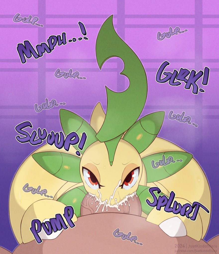 ass, bayleef, big ass, big penis, blowjob, bubble ass, bubble butt, cum, cum in mouth, fat ass, fellatio, female, huge ass, huge cock, justkindofhere, male, nintendo, original, original character, penis, pokemon, pokemon (species), serenity (justkindofhere), tagme, thick thighs, wide hips