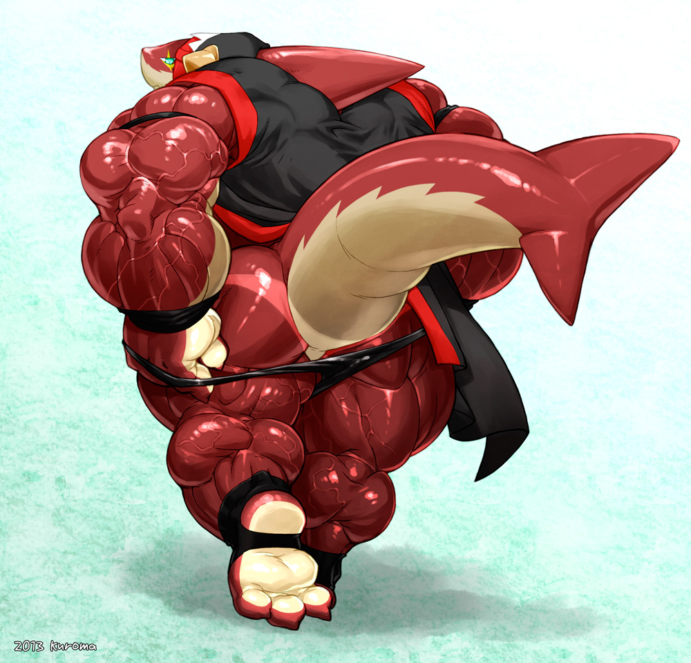 3_toes ankle_wraps anthro ass big_muscles feet fin hyper hyper_muscles kuroma looking_at_viewer looking_back male male_focus male_only muscular muscular_male partially_clothed rear_view shark solo_male tail tan_lines thick_tail thick_thighs thighs toes vascular veins veiny_muscles